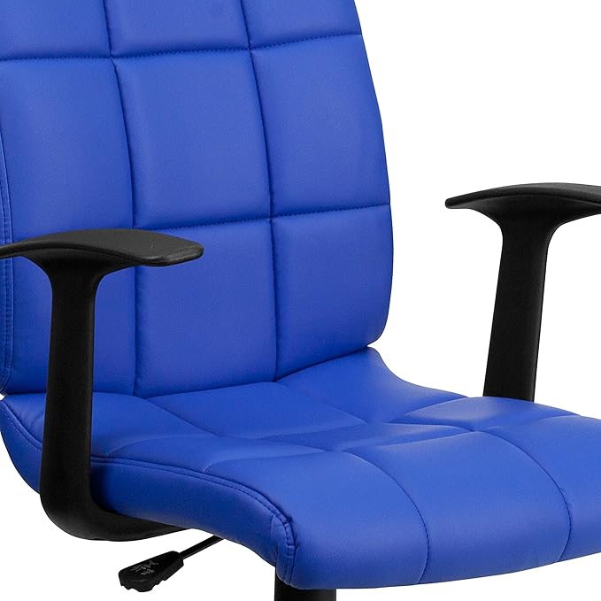 Flash Furniture Clayton Mid-Back Blue Quilted Vinyl Swivel Task Office Chair with Arms