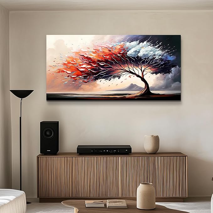 MHARTK66 Wall Decorations For Living Room Large Canvas Wall Art For Office Bedroom Decor Tree Landscape Abstract Wall Paintings Framed Prints Pictures Artwork Modern Hotel Room Home Decor 24x48 In