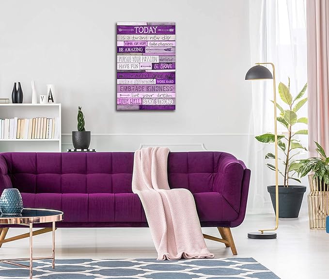 CGXART Inspirational Wall-Art - Wall Decor For Bedroom Teen Girl - Large Wall Pictures For Living Room - Purple Wall Art Word Artwork For Home Walls Teenage Girl Room Decor Size 24x36