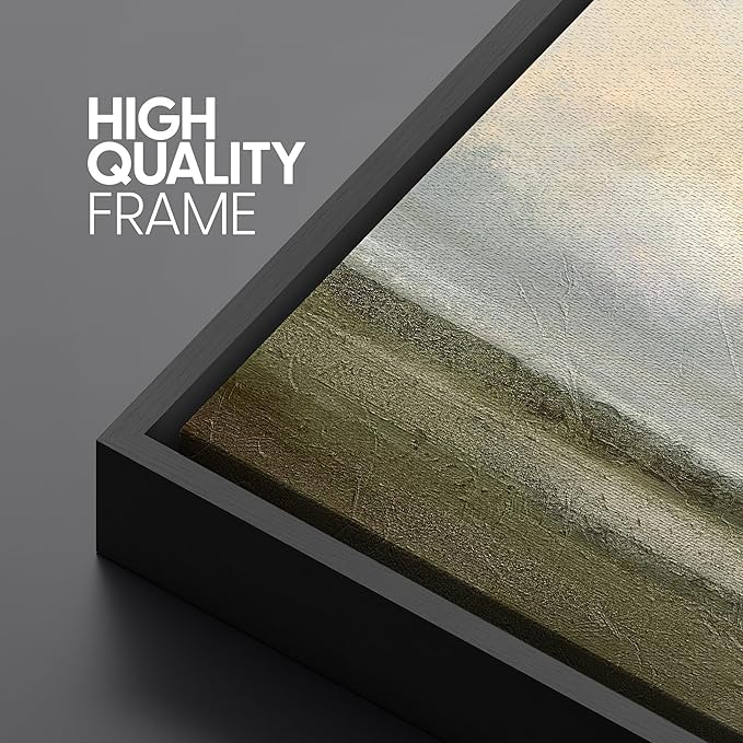 SIGNFORD Extra Large Framed Canvas Soft Sunrise Over Misty Fields Illustrations Modern Art Calm Warm for Living Room, Bedroom, Office - 60"x30"