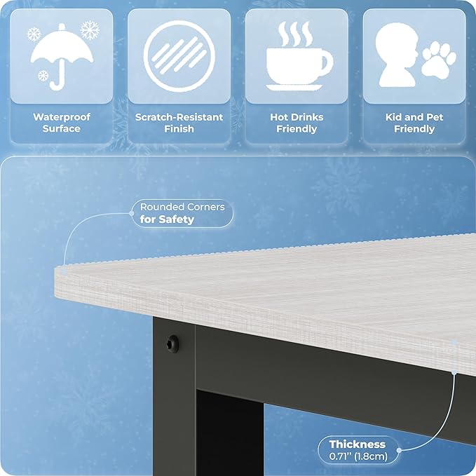 43" Home Office Desk Modern Computer Desk 43.3x23.6x29.5 inches PC Table with Thicken Frame Industrial Style Sturdy Metal Frame Furniture for Writing Gaming Grey Oak+Black