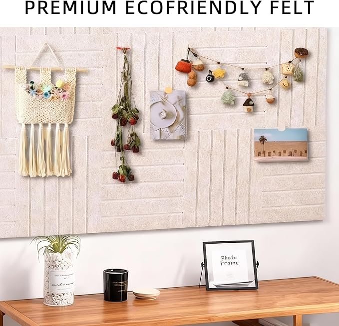 Large Felt Bulletin Board, 35.4"x70.8" Cork Board Alternative, Adhesive Cork Board with 30 Pushpins, Wall Pin Board, Bulletin Board for Office, 18 Pack, Oatmeal
