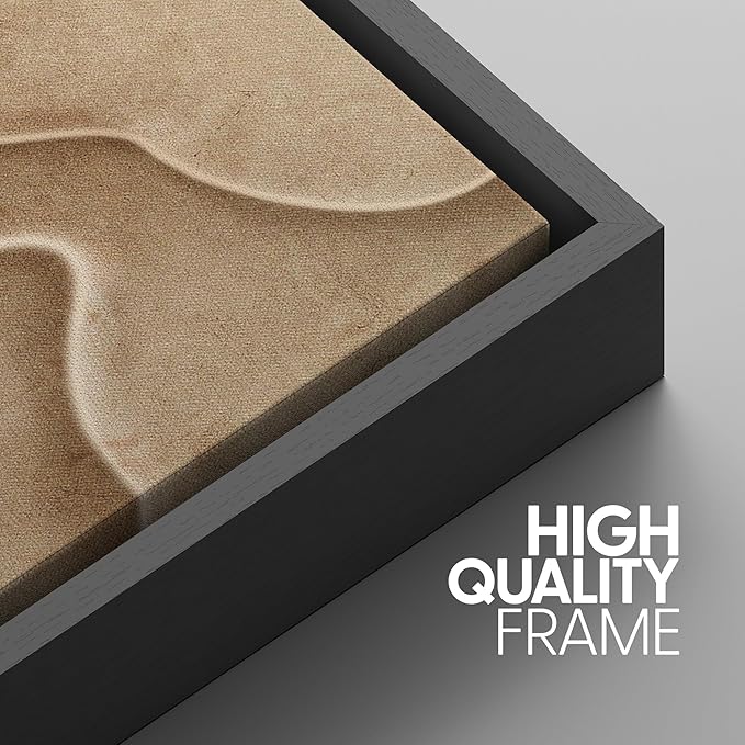 SIGNWIN Framed Canvas Print Wall Art Set Textured Sand Art Organic Curved Shapes in Neutral Tones Illustrations Modern Art Decorative Abstract for Living Room, Bedroom, Office - 16"x24"x3 Black