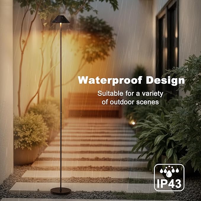 Rechargeable Floor Lamp for Indoor/Outdoor, Cordless Tall Standing Lamp with 3 Color Temps & Dimmable, IP43 Waterproof, Adjustable Height 16-59 Inch,LED Floor Lamp for Living Room, Patio(2 Pack)