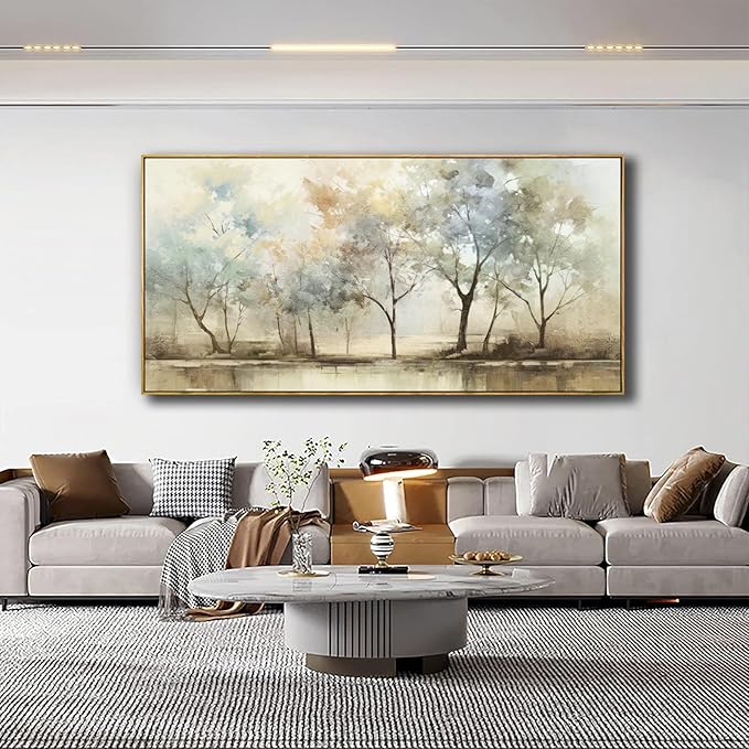 Abstract Wall Art Artwork Retro Trees Pictures Decor Canvas Painting Large Size Framed Ready to Hang Living Room Bedroom and Office Wall Decor 31x70 Inch