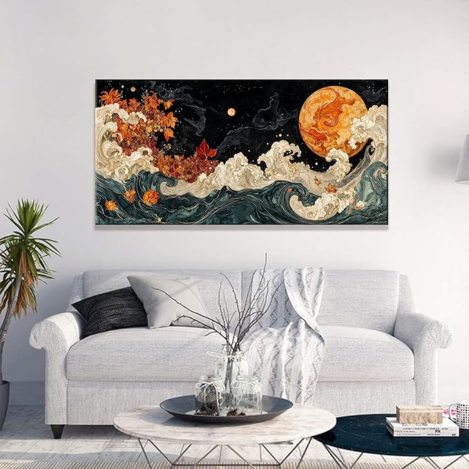 Suconvng Modern Boho Abstract Wall Artwork Canvas Art Wall Decor Pictures Painting Colorful Abstract Aesthetic Wall Decor For Living Room Bedroom Dining Room Home Office Artwork 24" × 48"