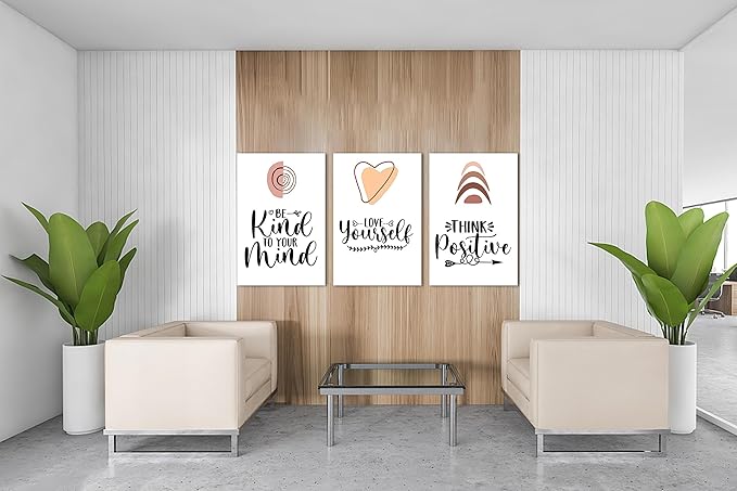 3 Piece Mental Health Canvas Wall Art, Anxiety Therapy Motivational Poster Canvas Print Pictures for Wall, Psychologist Counselor Inspirational Posters Framed Artwork for Classroom 20"x30" x 3 Pcs