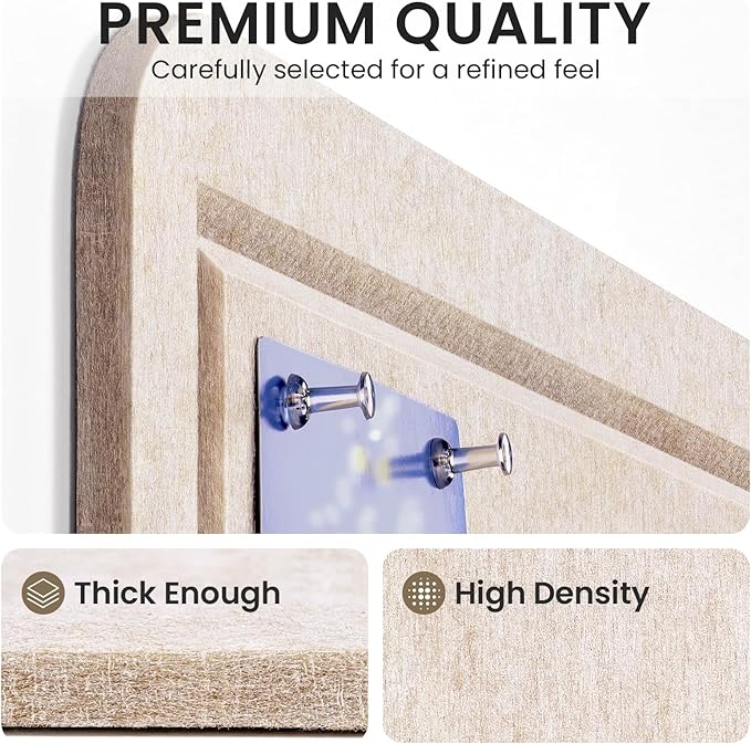 Large Bulletin Board, 48 X 35 Inches Felt Cork Board with 40 Pushpins, Foldable Felt Notice Pin Board Photo Display Board with Self-Adhesive Tape for Office Home School (Oatmeal, 48x35 inch)