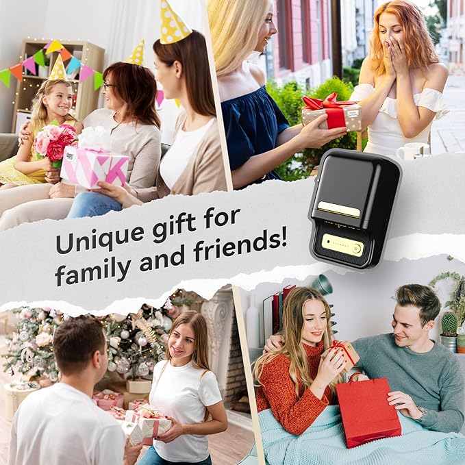 NIIMBOT B21 Label Maker Machine with Tape, 2 Inch Portable Sticker Printer Thermal Labeler for Gift Jar Candle Address Labels for Home Office Business Organization, Supports Mobile & PC, Black