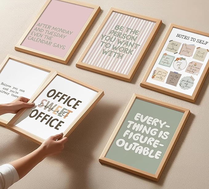 Office Inspirational Wall Art,Teamwork Motivational Wall Decor for Office,Workplace Canvas Wall Art Set of 6,Inspiring Quotes Poster Prints 8x10In Unframed