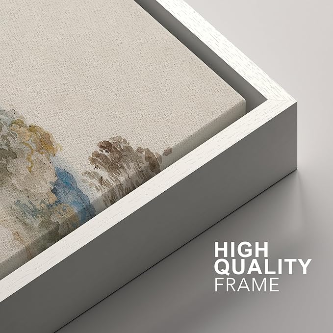 SIGNFORD Framed Wall Art Print Set Pastoral Elegance Soft Watercolor Trees and Fields Illustrations Modern Decorative Multicolor Relax/Calm Chic for Living Room, Bedroom, Office - 24"x36"x3 White