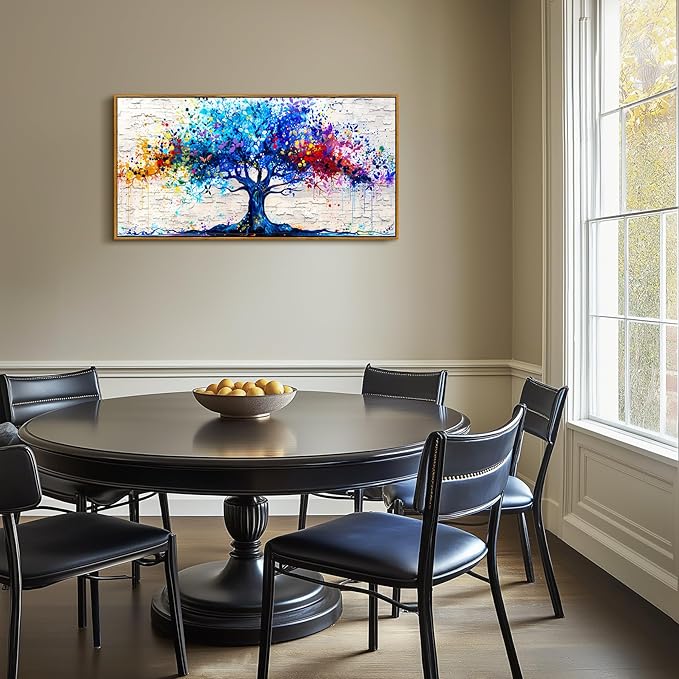 SERIMINO Tree of Life Large Framed Wall Art Prints, Colorful Tree Abstract Graffiti Canvas Painting, Nature Plant Fantasy Artwork for Walls, Modern Wall Decor Living Room Bedroom Home Office 20"X40"