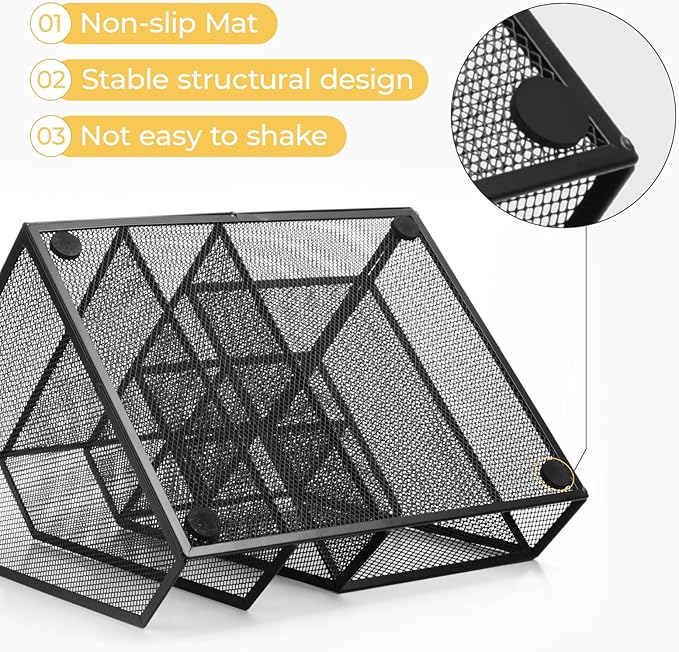 M&G Mesh Pen Holder Desk Organizer, Multi-Functional Pencil Holder with File Holders, Large Capacity Office Desk Accessories, Integrated Design without Installation