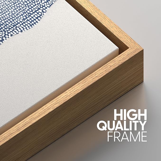 SIGNWIN Framed Canvas Print Wall Art Set Blue White Grunge Geometric Pattern Abstract Shapes Cozy Neutral Decorative Contemporary Minimal for Living Room, Bedroom, Office - 24"x36"x3 Natural