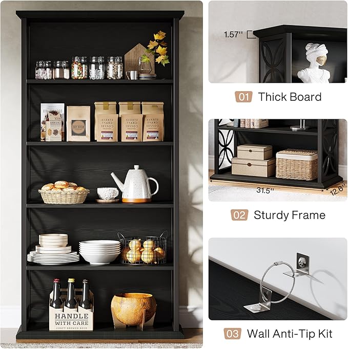 Tribesigns 6-Tier Tall Bookshelf, 71" Industrial Bookcase with Metal Frame, Freestanding Open Storage Shelves for Home Office, Living Room, Bedroom