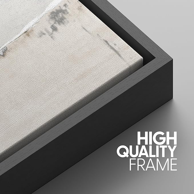 SIGNWIN Framed Canvas Print Wall Art Set Industrial Grunge White Gray Landscape Shapes Abstract Illustrations Modern Art Decorative Nordic Zen for Living Room, Bedroom, Office - 24"x36"x3 Black