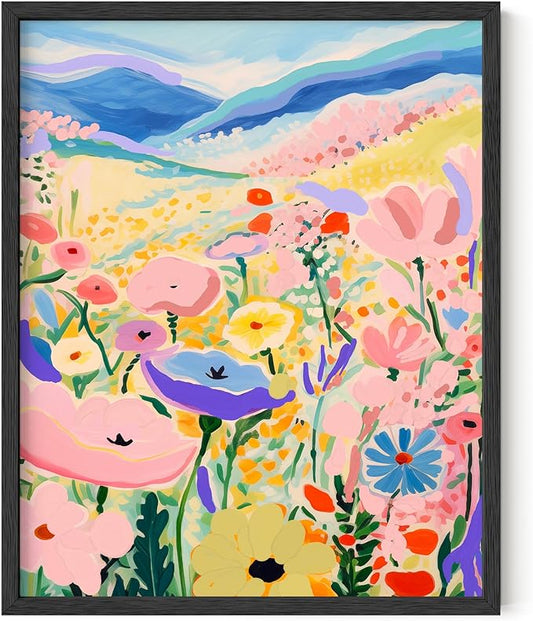 HAUS AND HUES Floral Art Wall Decor - Wildflowers Wall Art for Living Room, Floral Artwork for Bedroom Walls, Flower Painting for College Girls Dorm Room (Valley, Unframed, 8x10)