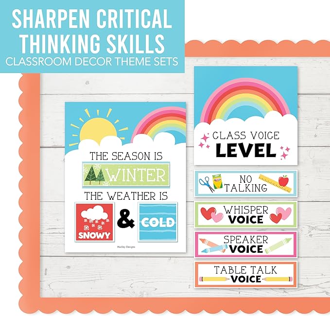 Hadley Designs Classroom Calendar Set Bulletin Board Decorations - Colorful School Calendar for Classroom Decor, Kindergarten Preschool Elementary Teacher Must Haves, Homeschool & Daycare Essentials