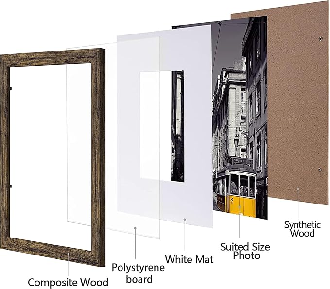 eletecpro 8x10 Picture Frames Set of 10, Picture Frame Collage Wall Decor Display 5x7 Photo With Mat or 8x10 without Mat, Home Decor Gallery Frame for Table Top or Wall Mounting, Multicolor