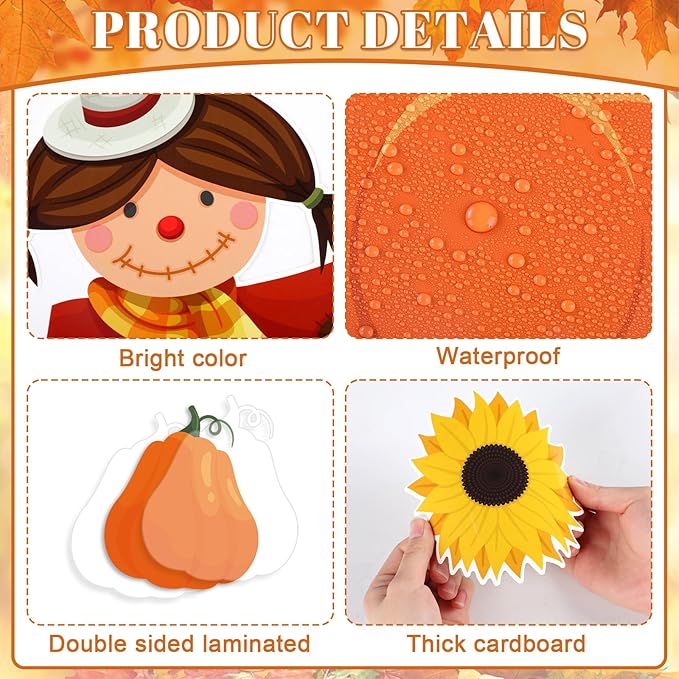 Fall Bulletin Board Decorations Set Scarecrow Crow Classroom Decor Pumpkin Maple Leaf Paper Cutouts for Thanksgiving Autumn Party Motivational September School Classroom Chalkboard Wall Supplies Favor
