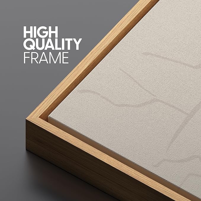 SIGNWIN Framed Canvas Print Wall Art Minimal White Brush Stroke Landscape Abstract Geometric Illustrations Modern Art Decorative Shapes Relax/Calm for Living Room, Bedroom, Office - 24"x36" Natural