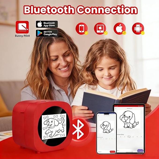 Sticker Printer Box Smart Ai Voice, Mini Stickerbox Printer Thermal Label Printer with Display Inkless Portable Sticker Maker for Home, Office, Study & DIY Projects (B Red)