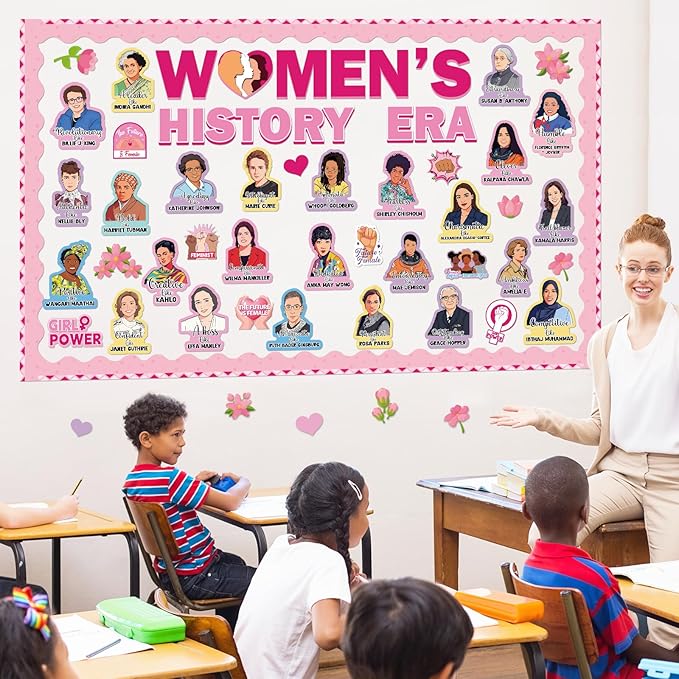 Women's History Month Bulletin Board Decorations Women's History Inspirational Positive Cutouts Motivational Famous Women Quotes Classroom Decor Supplies for Home School Classroom Wall Hallway Decor