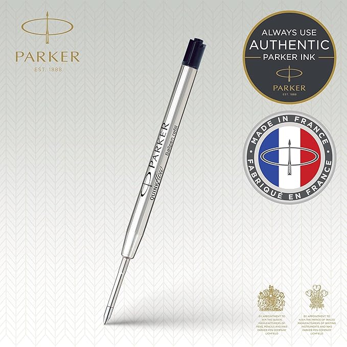 Parker Quinkflow Ballpoint Pen Ink Refill, Medium Tip, Black (Pack of 2)