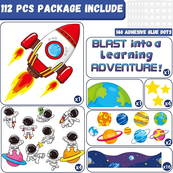 Outer Space Astronaut Bulletin Board Decorations Space Theme Classroom Decor Back to School Galaxy Borders Blast into a Learning Adventure Rocket Solar System Planet Paper Cutouts Kids