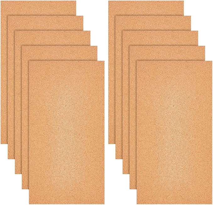 OLYCRAFT 10 Sheets Cork Sheets 12x6.1 Inch Thin Cork Roll 1mm Thick Brown Corks Board Rectangle Wooden Tiles Wood Mats for Coaster Placemat Kitchen Dining Hall DIY Crafts Supplies