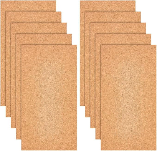 OLYCRAFT 10 Sheets Cork Sheets 12x6.1 Inch Thin Cork Roll 1mm Thick Brown Corks Board Rectangle Wooden Tiles Wood Mats for Coaster Placemat Kitchen Dining Hall DIY Crafts Supplies