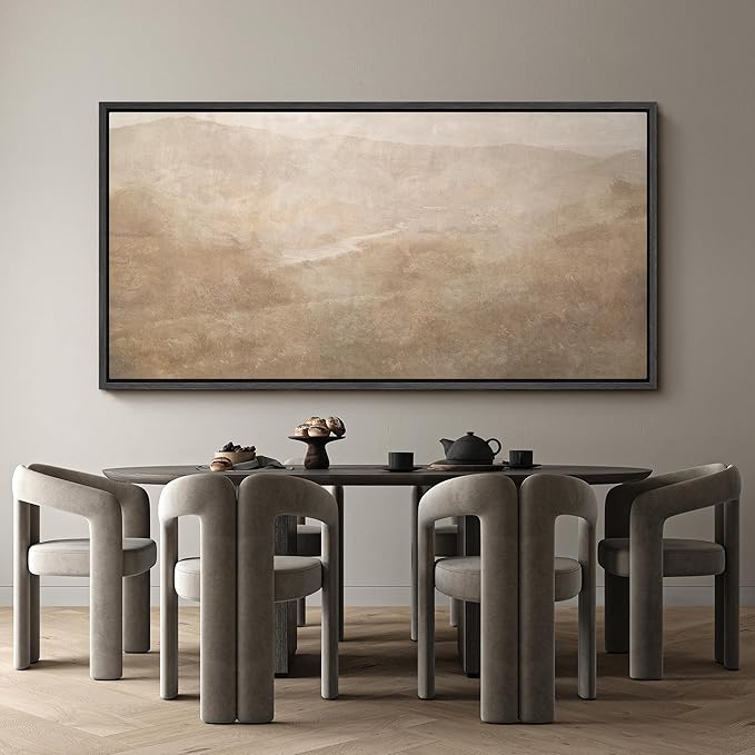 SIGNFORD Extra Large Framed Canvas Soft Sandstone Valley Abstract Landscape Illustrations Modern Art Calm Warm for Living Room, Bedroom, Office - 60"x30"