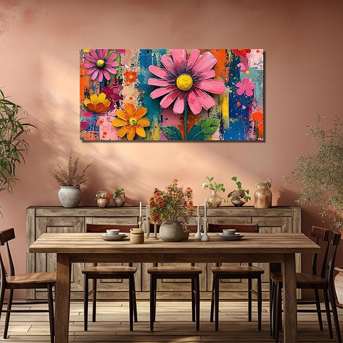 Colorful Flower Pictures Wall Art for Bedroom Home Office Decor for Women Large Prints Wall Art for Apartment Size 29 x 58 Inch