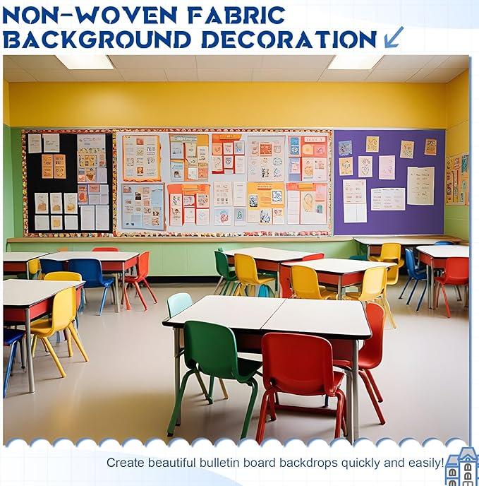 16 in x 40 Ft Fabric Bulletin Board Roll Classroom Non Woven Fabric Background Decorations Waterproof Wrinkle Resistant Bulletin Board for Back to School Wall Decor(White,Pure)