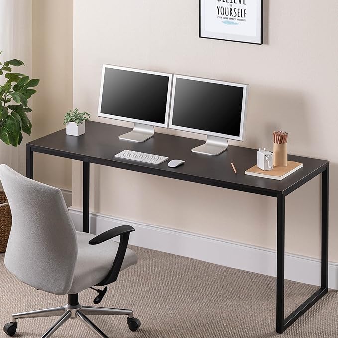 Zinus Jennifer 63 Inch Black Frame Desk, Computer Workstation, Office Desk, Easy Assembly, Deep Espresso