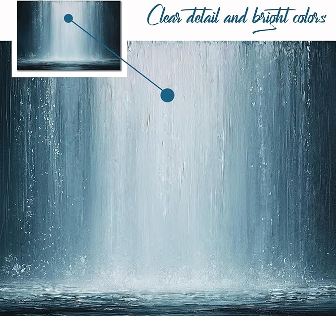 gaosoul Modern Abstract Canvas Wall Art Blue Fantasy Falls Paintings Stylish Framed Minimalism Artwork Prints for Living Room Bedroom Office Decor 24x16in