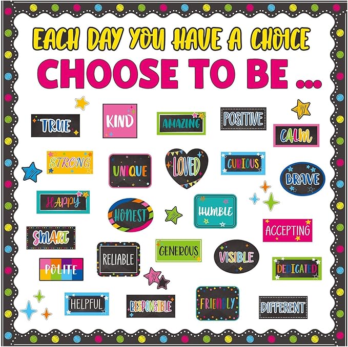 Motivational Bulletin Board Set Colorful Inspirational Decoration for Classroom Motivational Posters Choose to Be Positive Accent Cutouts Colorful Bulletin Boards for Teachers School Wall Supplies