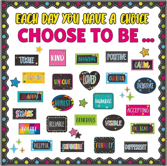 Motivational Bulletin Board Set Colorful Inspirational Decoration for Classroom Motivational Posters Choose to Be Positive Accent Cutouts Colorful Bulletin Boards for Teachers School Wall Supplies