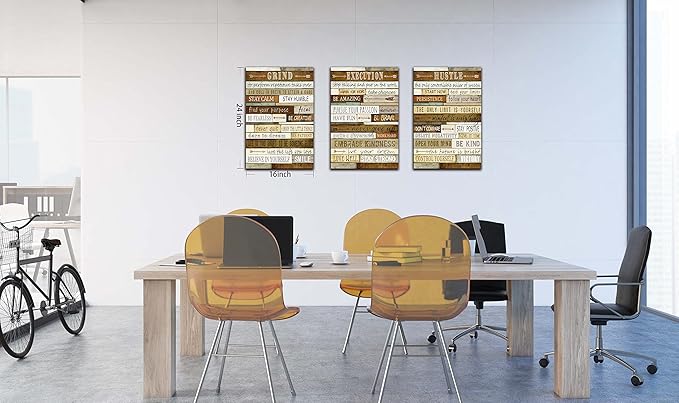 CGXART Inspirational Posters for Classrooms - Brown Positive Quotes Wall-Art for Living Room - Motivational Posters for Office - 3 Piece Canvas Wall Art Ready to Hang Size 16" x 24"