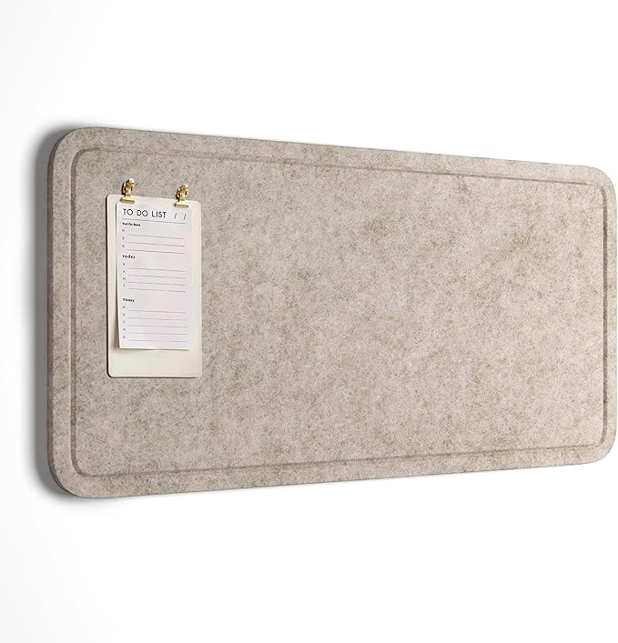 Orelle Felt Bulletin Board | 35 x 18” | Foldable Peel and Stick Felt Board for Wall | Alternative Cork Board for Office, Message Board, Kids Art Display | Beige