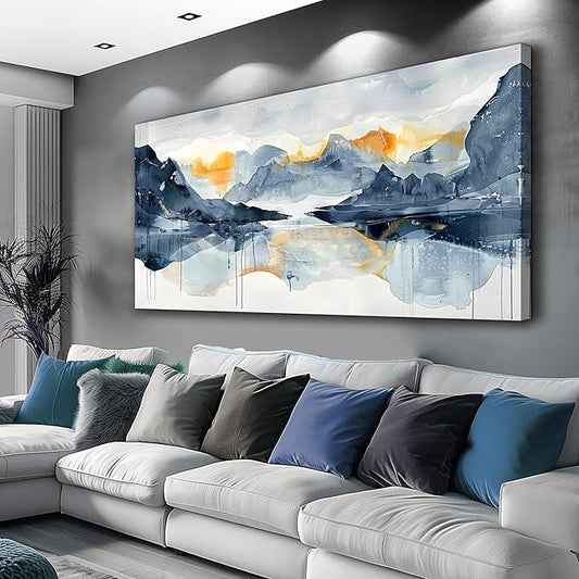 FUHAIHUA Canvas Wall Art For Living Room Framed Home Decorations For Bedroom Aesthetic Office Wall Decor Abstract Pictures Artwork Watercolor Ink Painting Contemporary 20x40 In