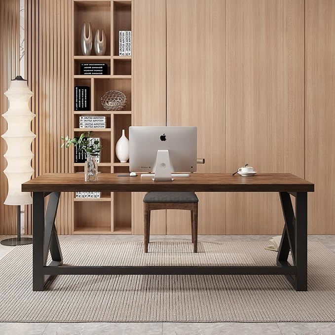 55inch Solid Wood Computer Desk,Large Office Desk Home Simple Modern Long Desk Study Writing Desk Dining Table for Home Office