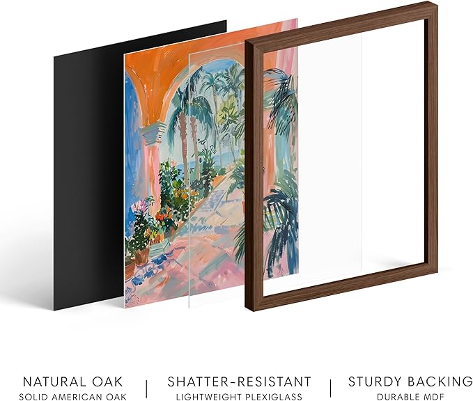 HAUS AND HUES Floral Art Wall Decor - Wildflowers Wall Art for Living Room, Floral Artwork for Bedroom Walls, Flower Painting for College Girls Dorm Room (City Scenery 3, Walnut Frame, 8x10)