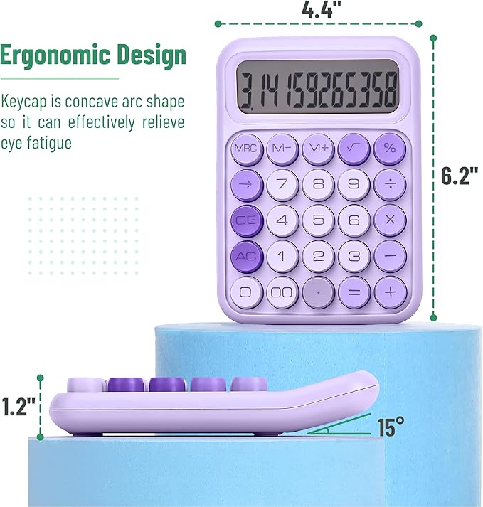 Mr. Pen- Mechanical Switch Calculator, 12 Digits, Large LCD Display, Purple Calculator Big Buttons