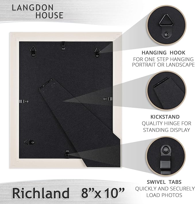 Langdon House 8x10 Picture Frames (Ash Gray, 6 Pack) Woodgrain Style, Richland Collection