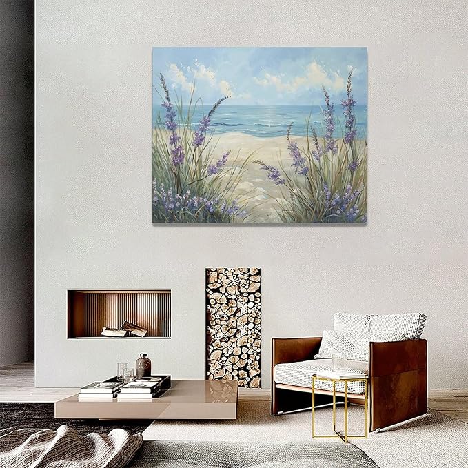 Luxvio Beach Ocean Wall Art Coastal Pictures Wall Decor Watercolor Seaside Canvas Painting Beach Artwork for Bathroom Living Room Bedroom Kitchen Office 20 x 16 inch