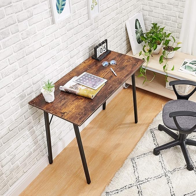 Coavas Computer Desk 40" Small Student School Writing Desk, Easy Assembly Study Writing Table Home Office Desk Modern Simple Style PC Desk for Small Space, Study Kids Black Desk, Metal Frame