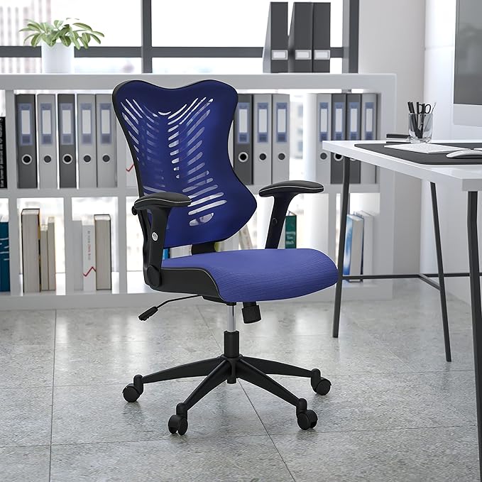Flash Furniture Kale High Back Designer Blue Mesh Executive Swivel Ergonomic Office Chair with Adjustable Arms