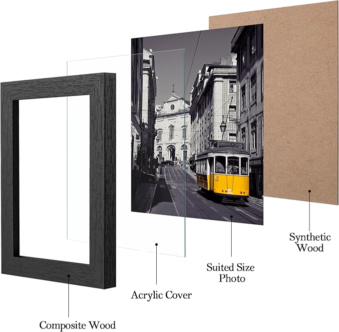 eletecpro 3.5x5 Picture Frames Set of 10, Picture Frame Collage Wall Decor Display 3.5x5 Photo, Home Decor Gallery Frame for Table Top or Wall Mounting, Black