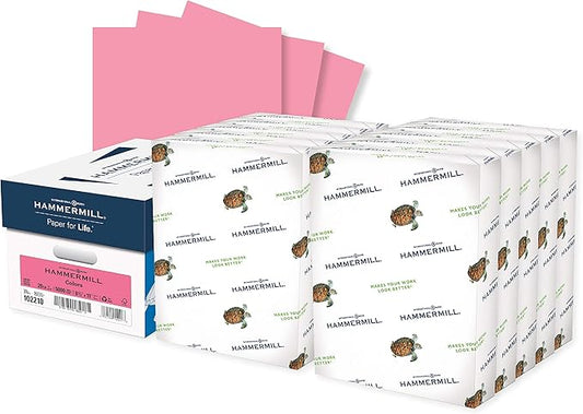Hammermill Colored Paper, 20 lb Cherry Printer Paper, 8.5 x 11-10 Ream (5,000 Sheets) - Made in the USA, Pastel Paper, 102210C